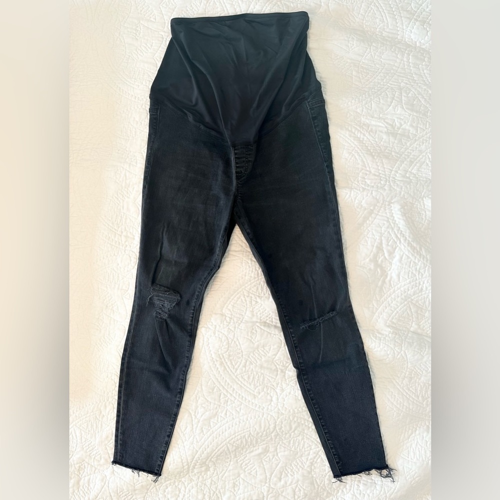 Madewell Black Distressed Maternity Skinny Jeans